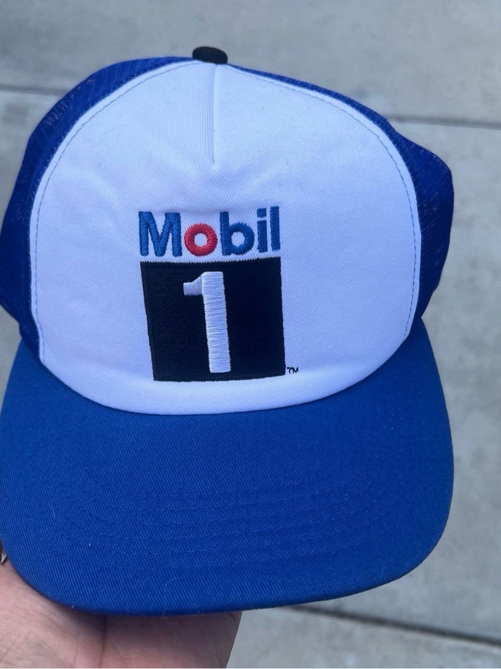 Vintage 90s Retro Mobil 1 Automotive Embroidered Snapback Hat